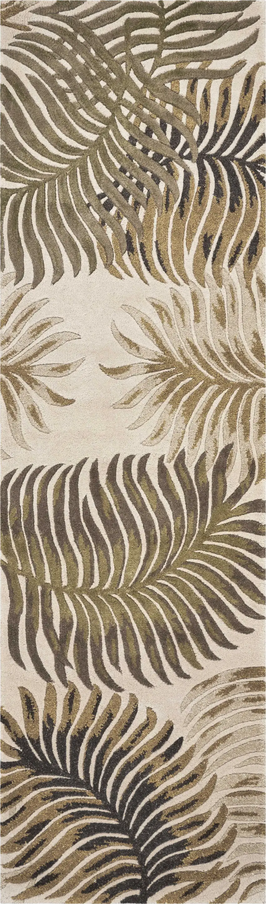 Natural Fern Leaves Wool Runner Rug Photo 1