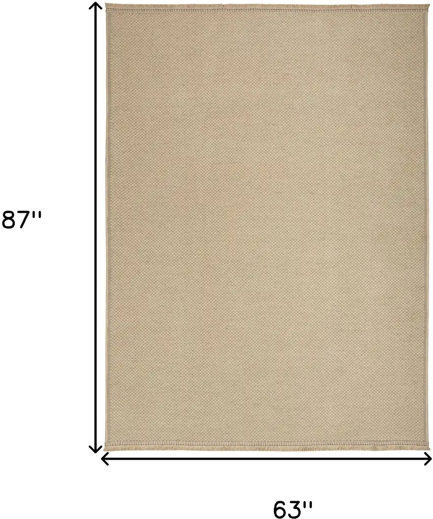 Natural Flatweave Non Skid Area Rug With Fringe Photo 3