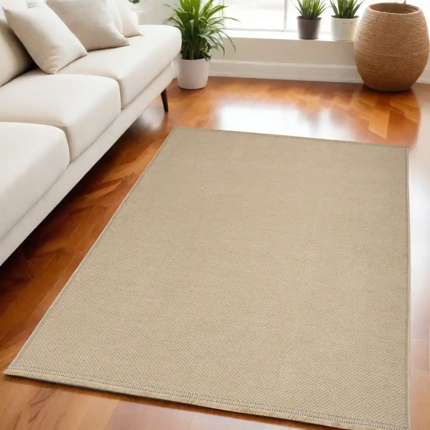 Natural Flatweave Non Skid Area Rug With Fringe Photo 1