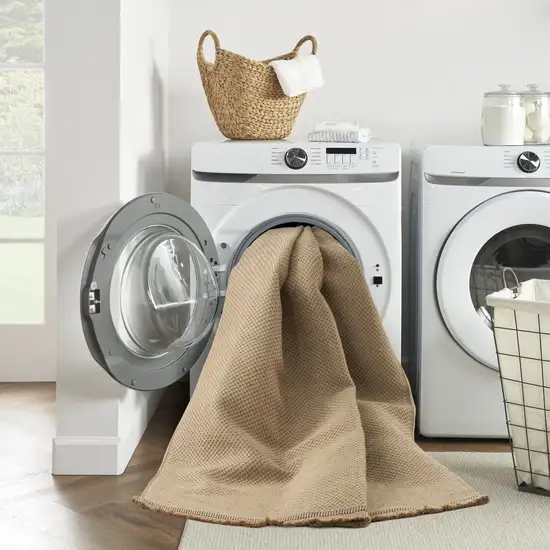 Natural Flatweave Non Skid Area Rug With Fringe Photo 4