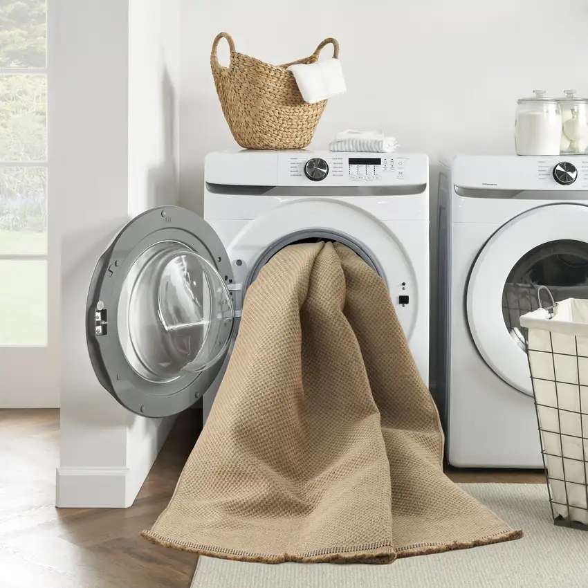 Natural Flatweave Non Skid Area Rug With Fringe Photo 4