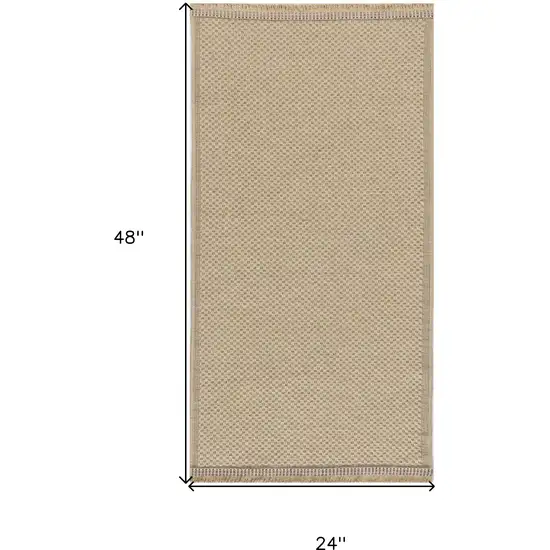 Natural Flatweave Non Skid Area Rug With Fringe Photo 3
