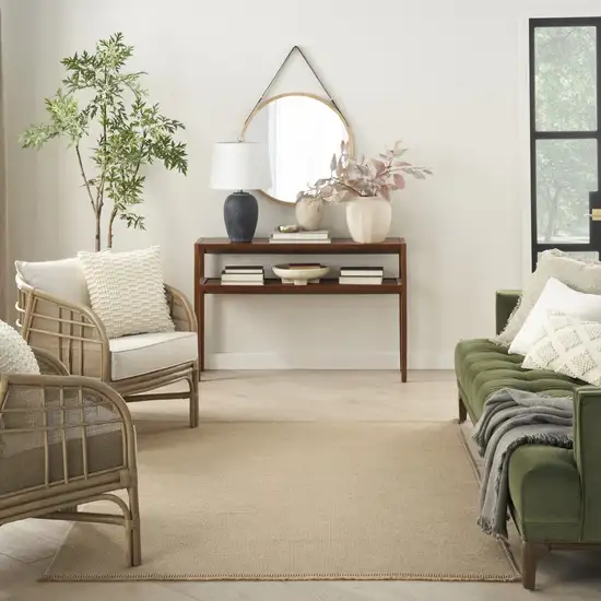 Natural Flatweave Non Skid Area Rug With Fringe Photo 5