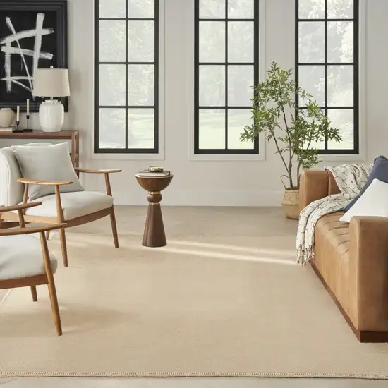 Natural Flatweave Non Skid Area Rug With Fringe Photo 5