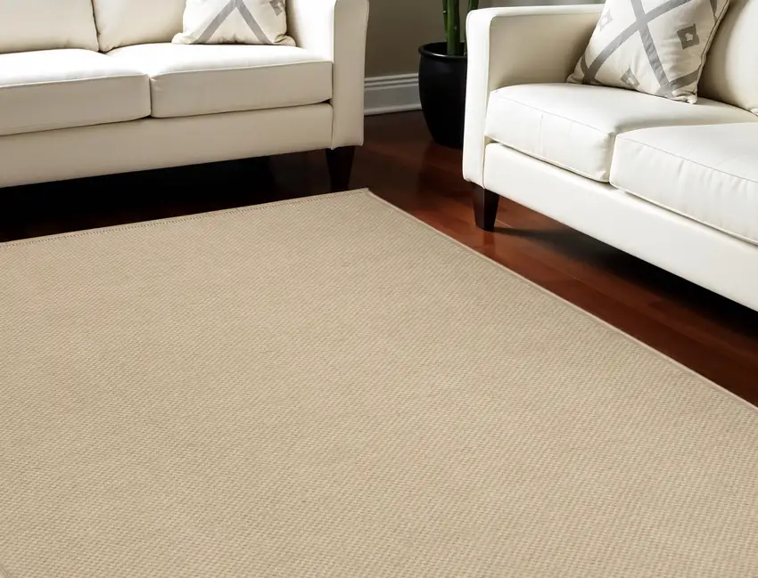 Natural Flatweave Non Skid Area Rug With Fringe Photo 1