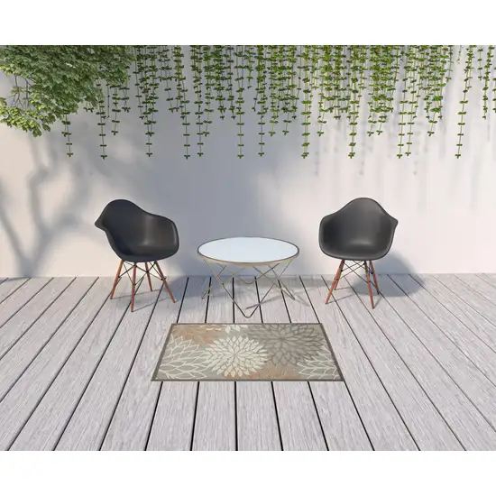 Natural Floral Non Skid Indoor Outdoor Area Rug Photo 2