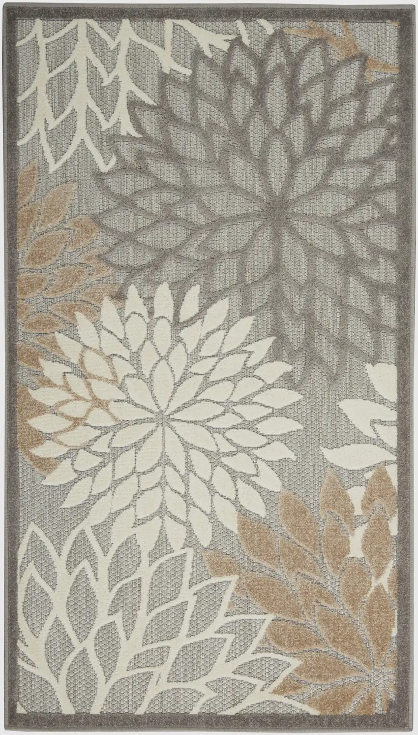 Natural Floral Non Skid Indoor Outdoor Area Rug Photo 2