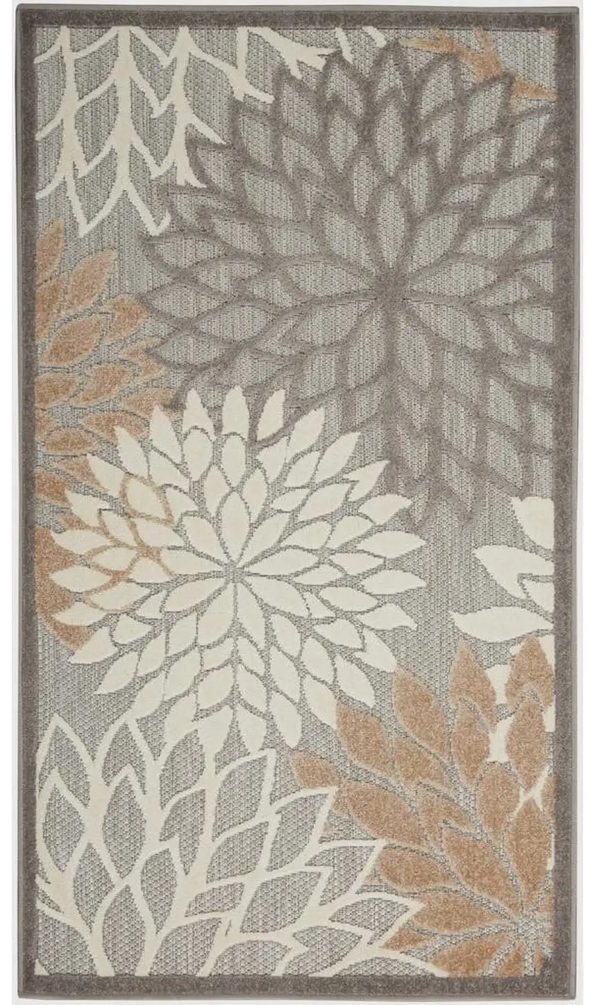 Natural Floral Non Skid Indoor Outdoor Area Rug Photo 1