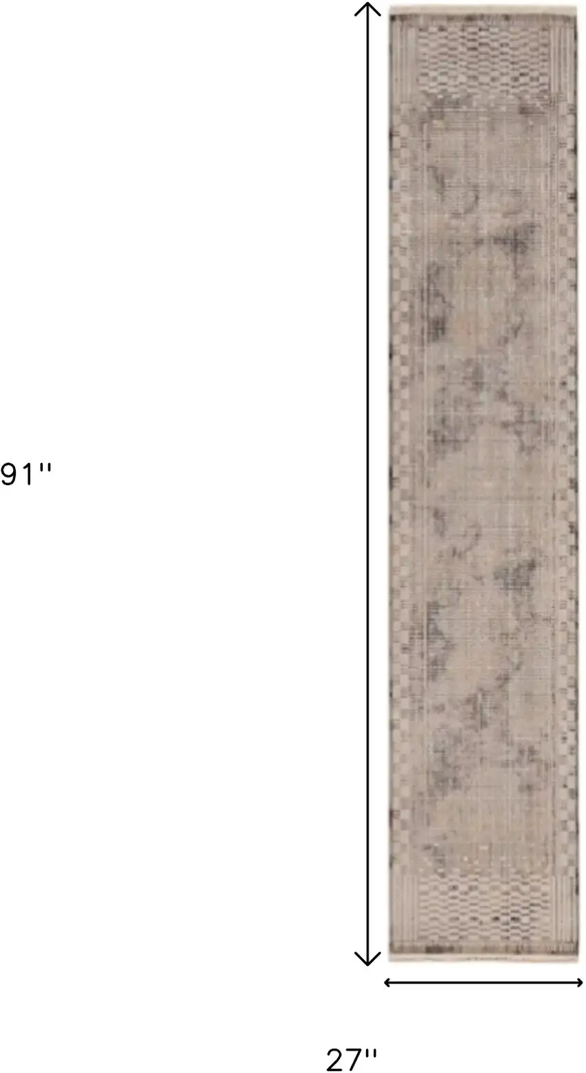 2' X 8' Natural Geometric Bars Runner Rug Photo 5