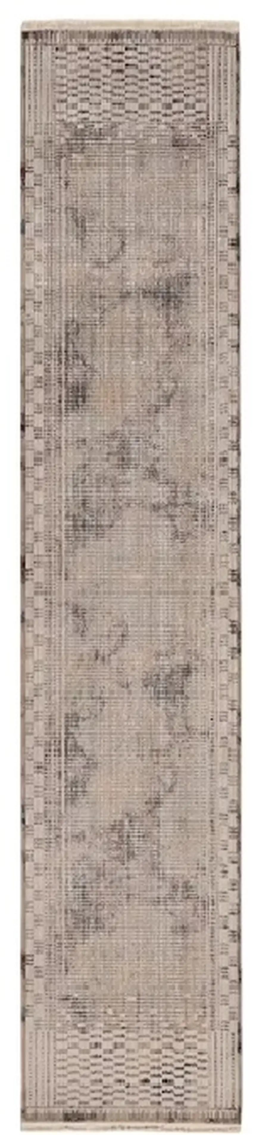 2' X 8' Natural Geometric Bars Runner Rug Photo 2