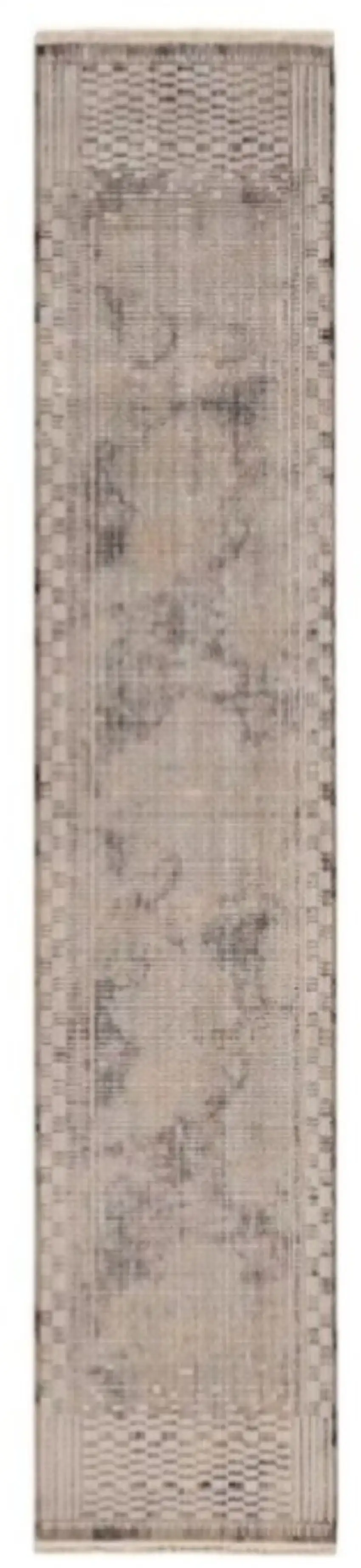 2' X 8' Natural Geometric Bars Runner Rug Photo 1