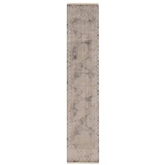 2' X 8' Natural Geometric Bars Runner Rug Photo 1