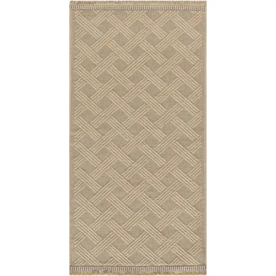 Natural Geometric Flatweave Non Skid Area Rug With Fringe Photo 4