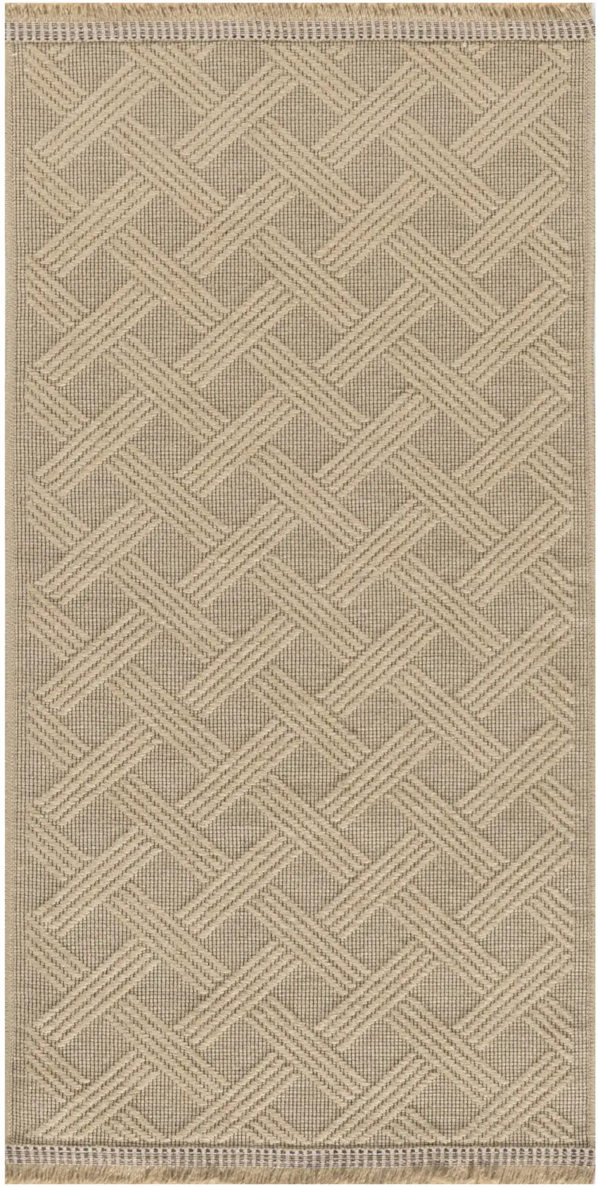 Natural Geometric Flatweave Non Skid Area Rug With Fringe Photo 5