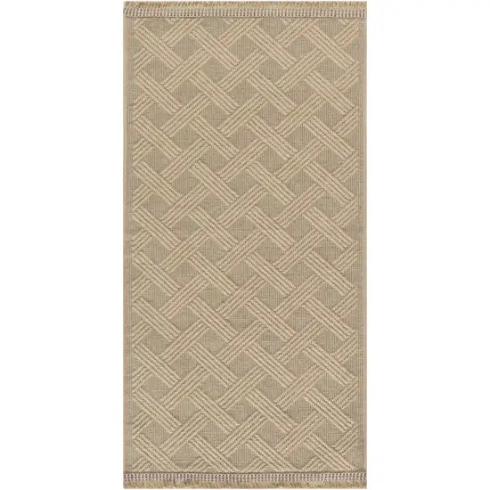 Natural Geometric Flatweave Non Skid Area Rug With Fringe Photo 3