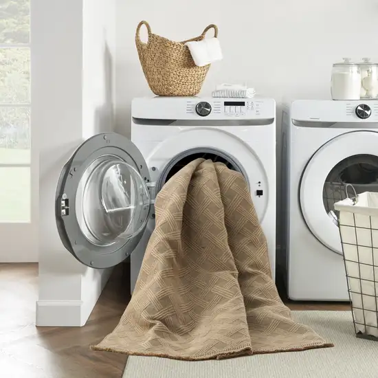 Natural Geometric Flatweave Non Skid Area Rug With Fringe Photo 6