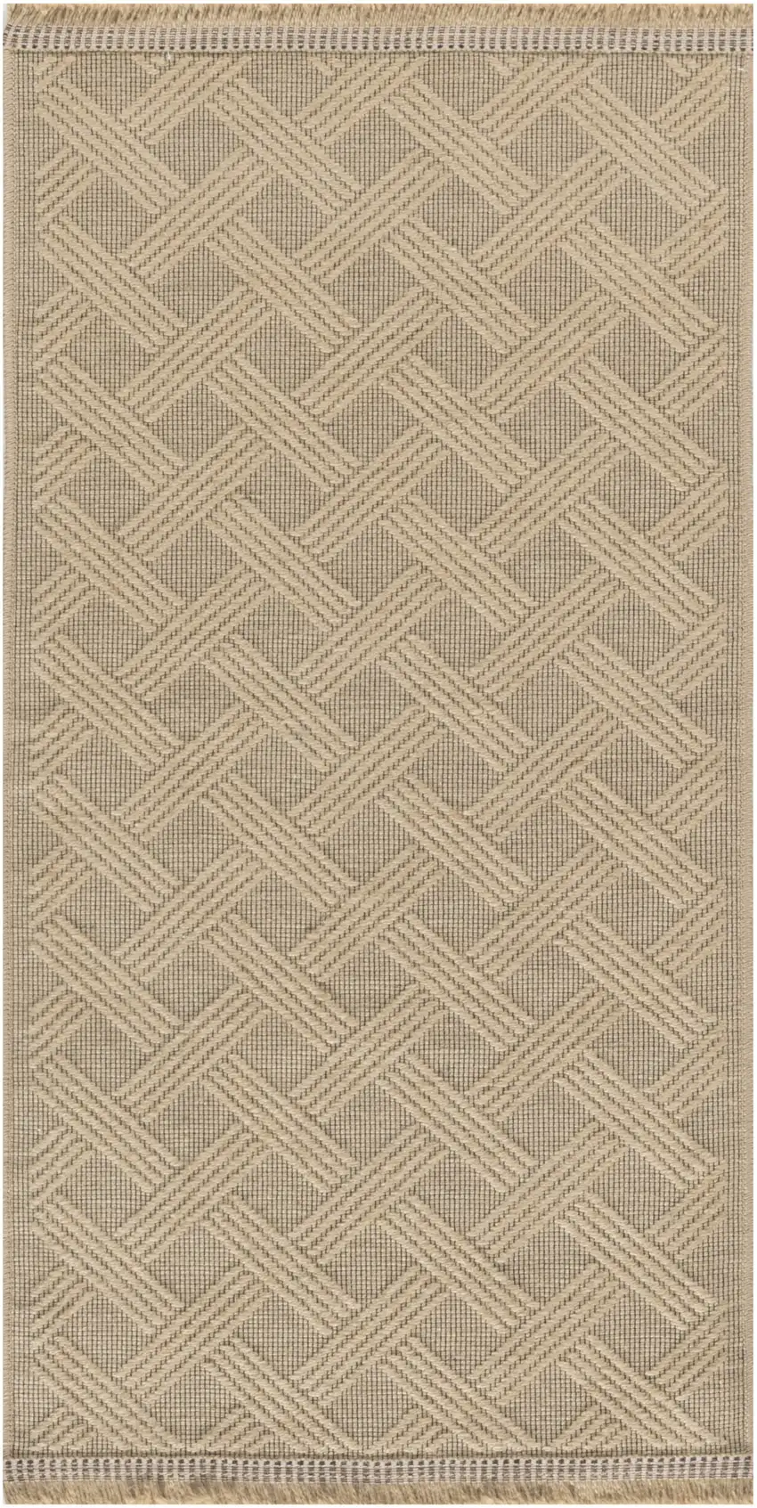 Natural Geometric Flatweave Non Skid Area Rug With Fringe Photo 2