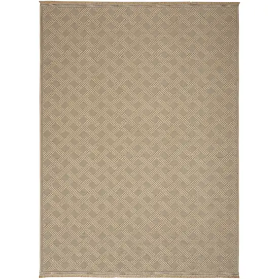 Natural Geometric Flatweave Non Skid Area Rug With Fringe Photo 1