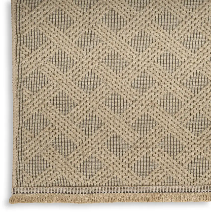 Natural Geometric Flatweave Non Skid Area Rug With Fringe Photo 7