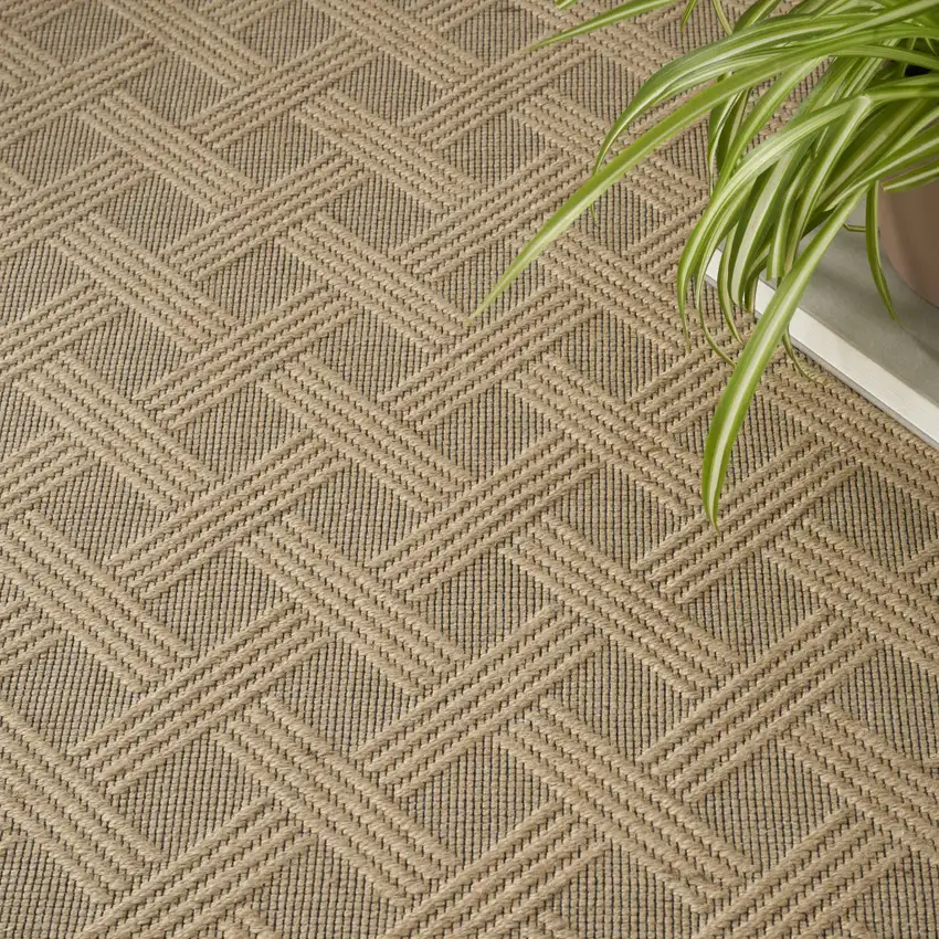 Natural Geometric Flatweave Non Skid Area Rug With Fringe Photo 4