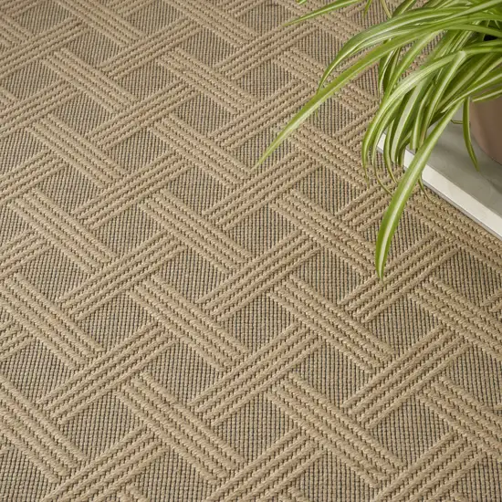 Natural Geometric Flatweave Non Skid Area Rug With Fringe Photo 4