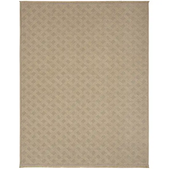 Natural Geometric Flatweave Non Skid Area Rug With Fringe Photo 1