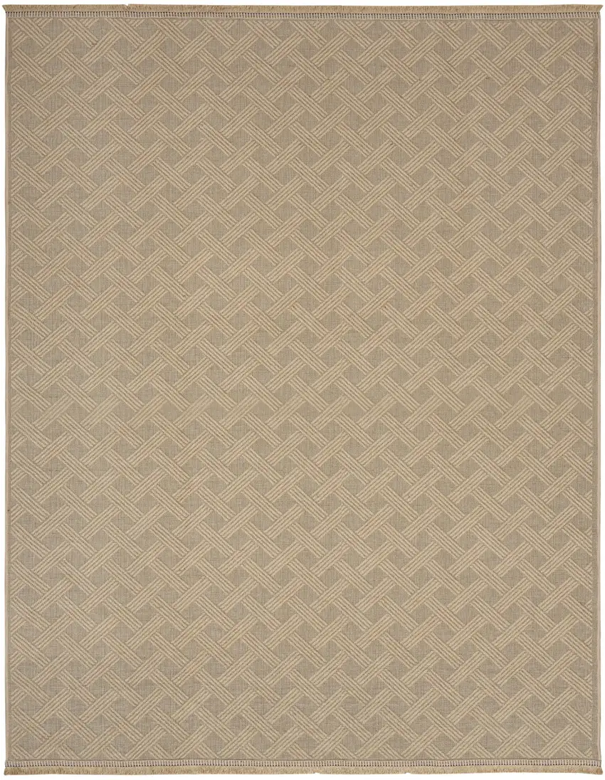 Natural Geometric Flatweave Non Skid Area Rug With Fringe Photo 4