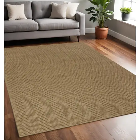 Natural And Brown Jute Chevron Hand Woven Area Rug Photo 1