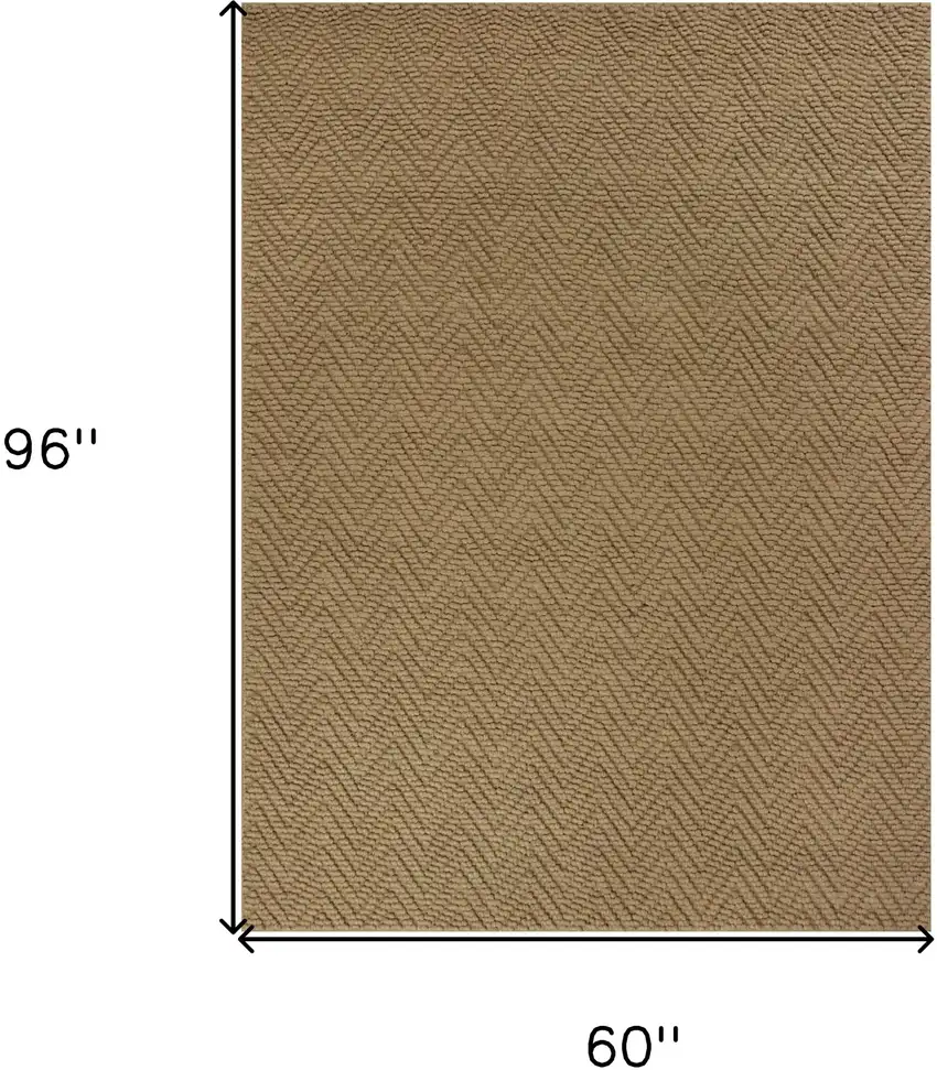 5' X 8' Natural Herringbone Weave Indoor Jute Area Rug Photo 3
