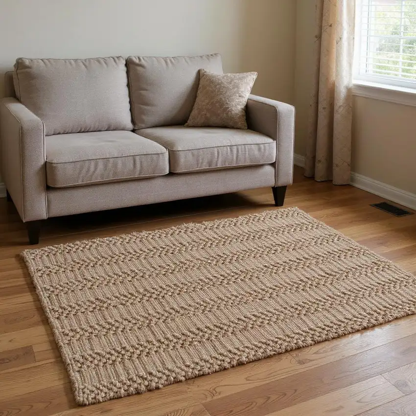 Natural Jute Abstract Hand Woven Area Rug Photo 1