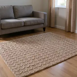 Photo of Natural Jute Geometric Hand Woven Area Rug
