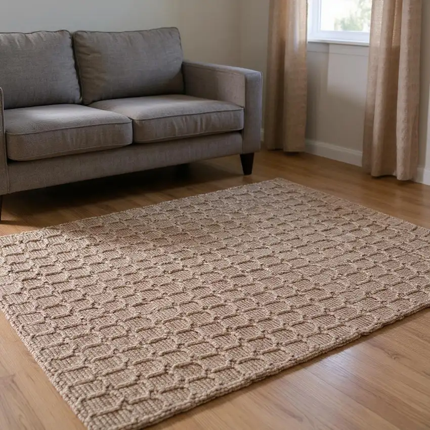 Natural Jute Geometric Hand Woven Area Rug Photo 1