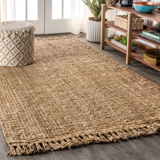 Natural Jute Handmade Area Rug With Fringe Photo 1