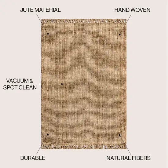 Natural Jute Handmade Area Rug With Fringe Photo 6