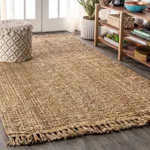 Photo of Natural Jute Handmade Area Rug With Fringe