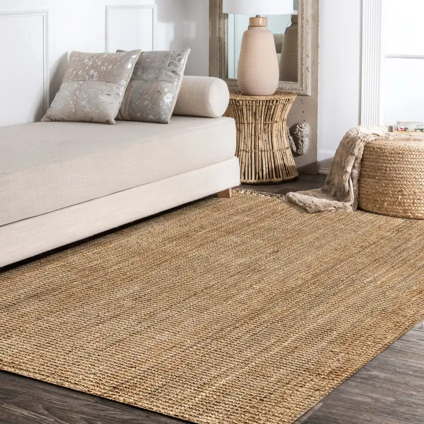 Natural Jute Handmade Area Rug With Fringe Photo 2