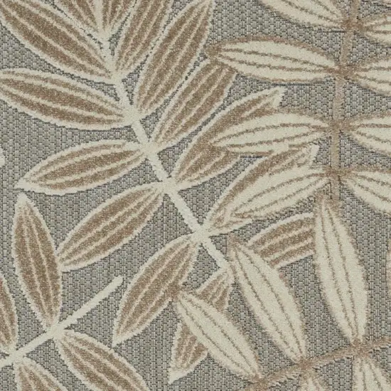Beige Gray And Ivory Botanical Leaves Indoor Outdoor Area Rug Photo 3