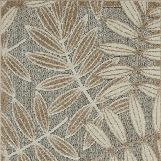 Beige Gray And Ivory Botanical Leaves Indoor Outdoor Area Rug Photo 4