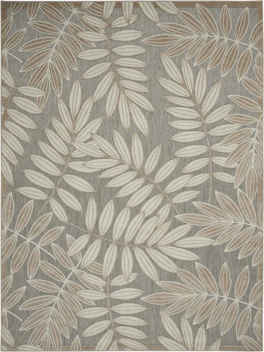 Gray And Ivory Floral Stain Resistant Indoor Outdoor Area Rug Photo 1
