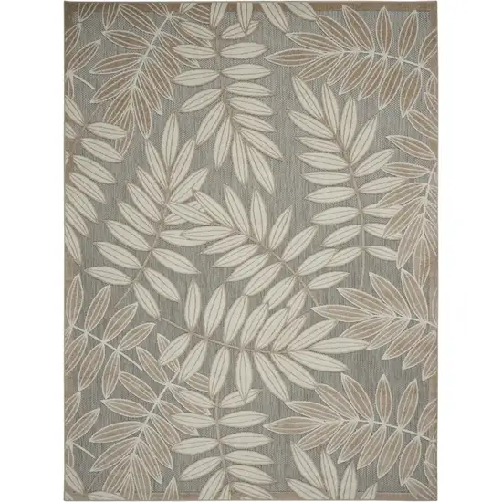 Gray And Ivory Floral Stain Resistant Indoor Outdoor Area Rug Photo 1