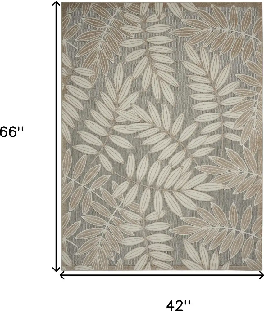 Gray And Ivory Floral Stain Resistant Indoor Outdoor Area Rug Photo 9