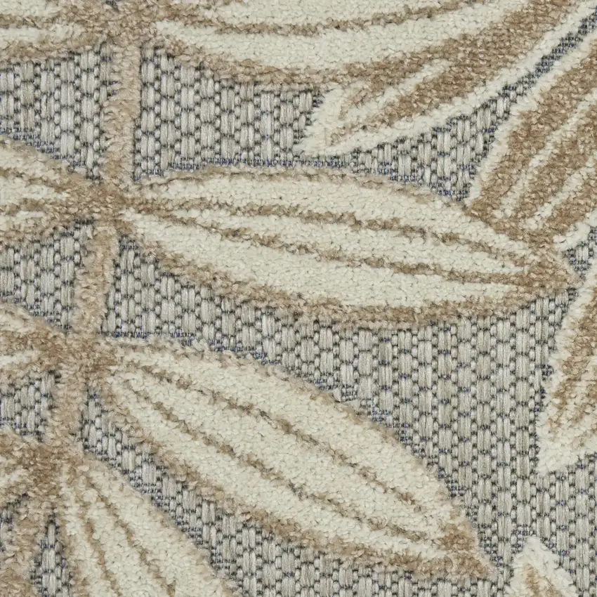 Gray And Ivory Floral Stain Resistant Indoor Outdoor Area Rug Photo 3