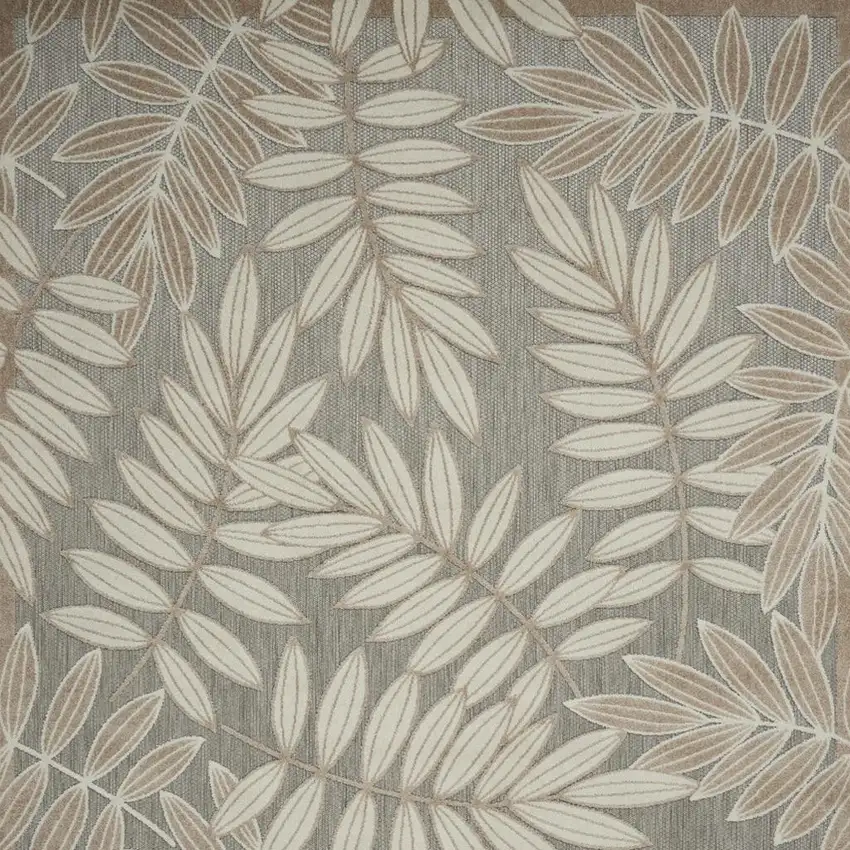 Gray And Ivory Floral Indoor Outdoor Area Rug Photo 4