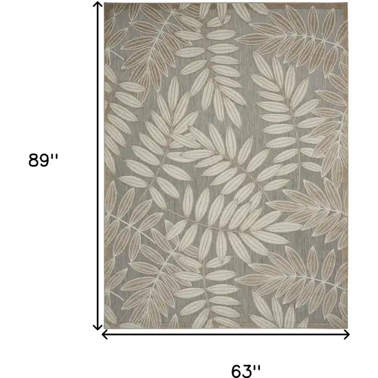 Beige Gray And Ivory Botanical Leaves Indoor Outdoor Area Rug Photo 3