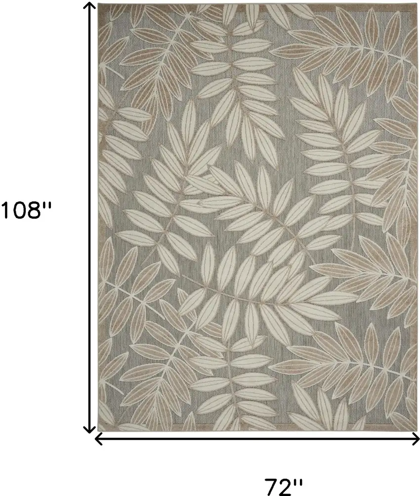 Gray And Ivory Floral Stain Resistant Indoor Outdoor Area Rug Photo 9