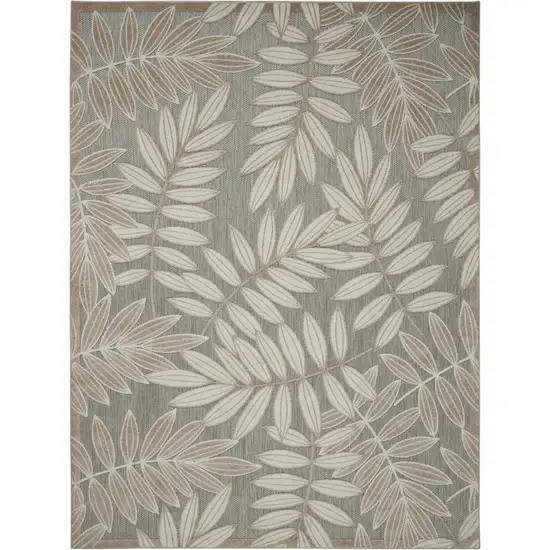 Gray And Ivory Floral Indoor Outdoor Area Rug Photo 4