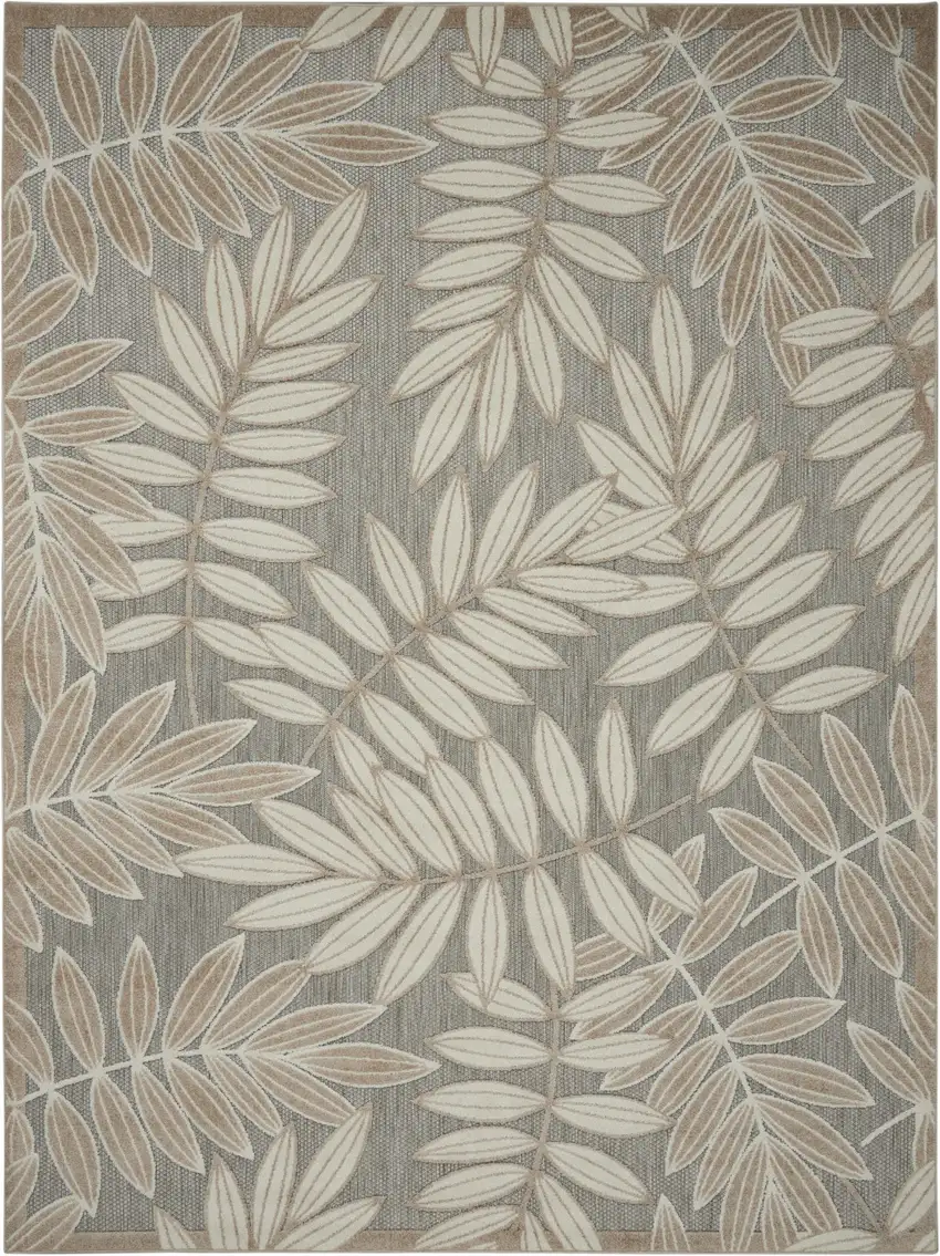 Gray And Ivory Floral Indoor Outdoor Area Rug Photo 4