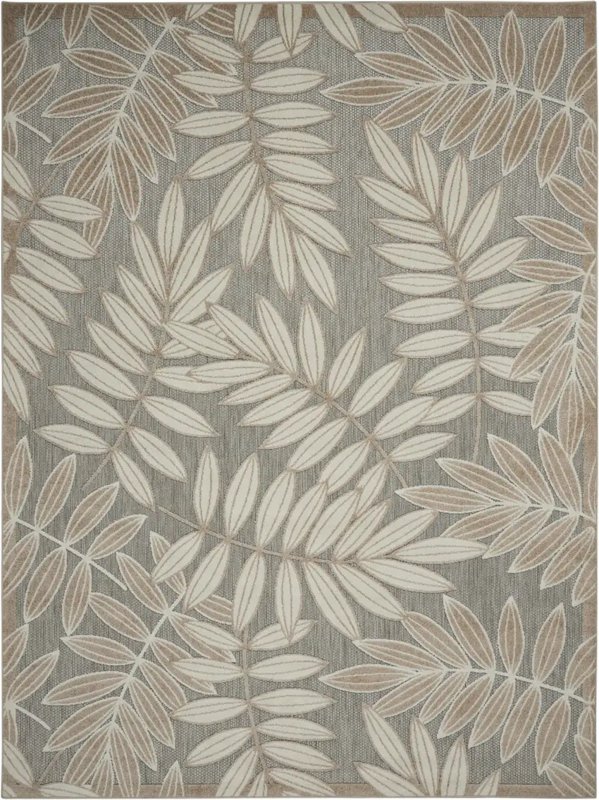 Gray And Ivory Floral Indoor Outdoor Area Rug Photo 1