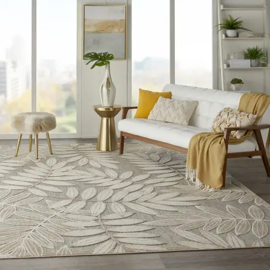 Natural Floral Indoor Outdoor Area Rug Photo 9