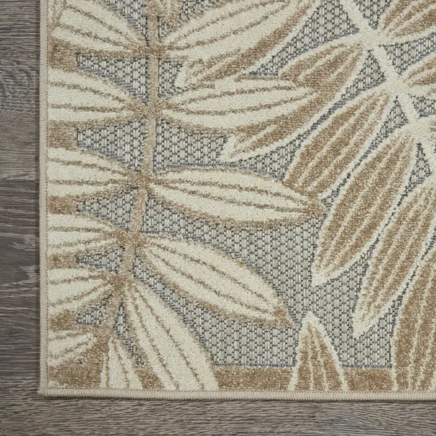 Gray And Ivory Floral Indoor Outdoor Area Rug Photo 9